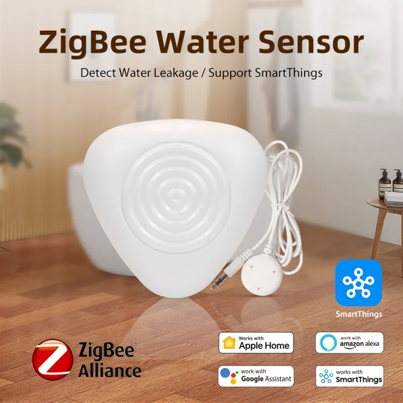 

Датчик утечки воды Tuya ZigBee, сигнализация для обнаружения перелива воды, работает с приложением HomeKit Alexa Google Home