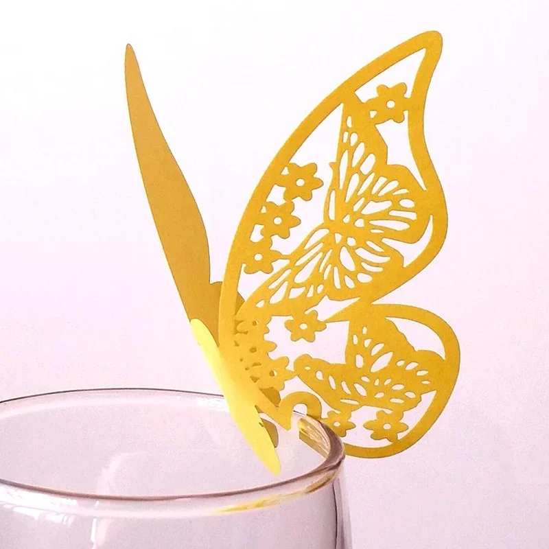 50 Stück Schmetterlings-Sitzkarte für Geburtstagsfeiern, für Hochzeit, Party, Tisch, Weingläser, Getränke, Tassenkarten, Wandaufkleber, Dekorationen – Detail 8