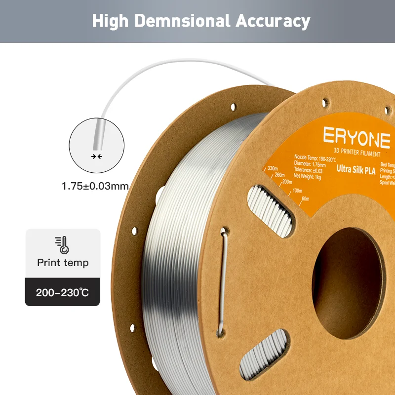 ERYONE 1KG Ultra-Silk PLA 3D Printer Filament 1.75mm,Silk Shiny Finish, Glossy Smooth Surface Vibrant Color 1kg Spool - view 3