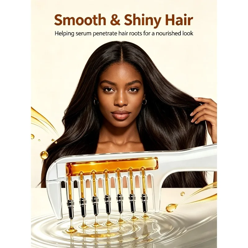 NewEssential Oil Infusion Hair Comb Scalp Massage Applicator Brush Refillable Oil Hair Care Comb for Hair Growth Treatment Salon