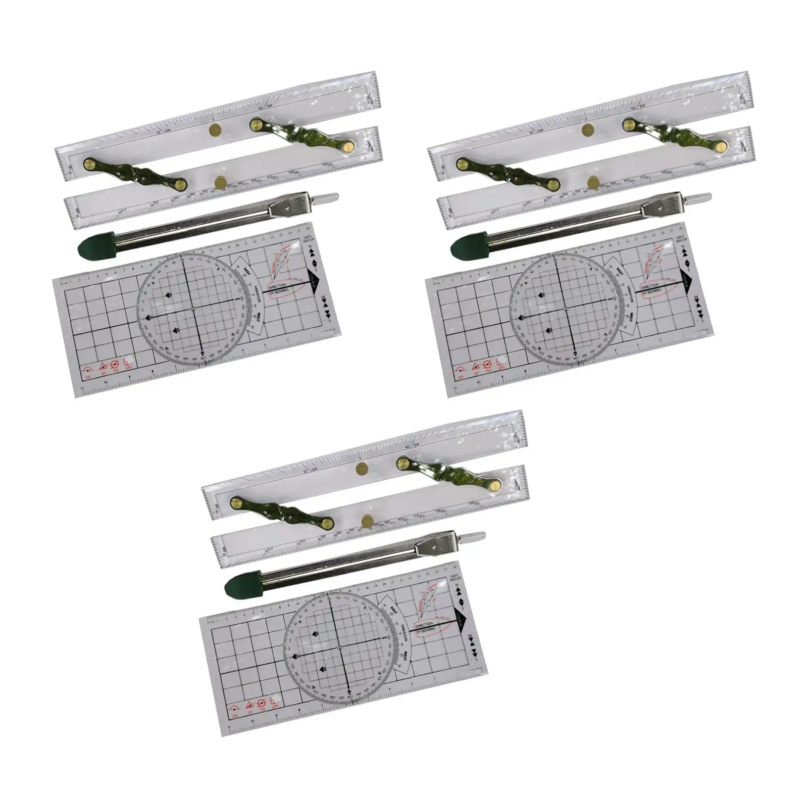 High Performance Parallel Ruler Basic Navigation Set Marine Divider Nautical Protractor for Accurate Measurements