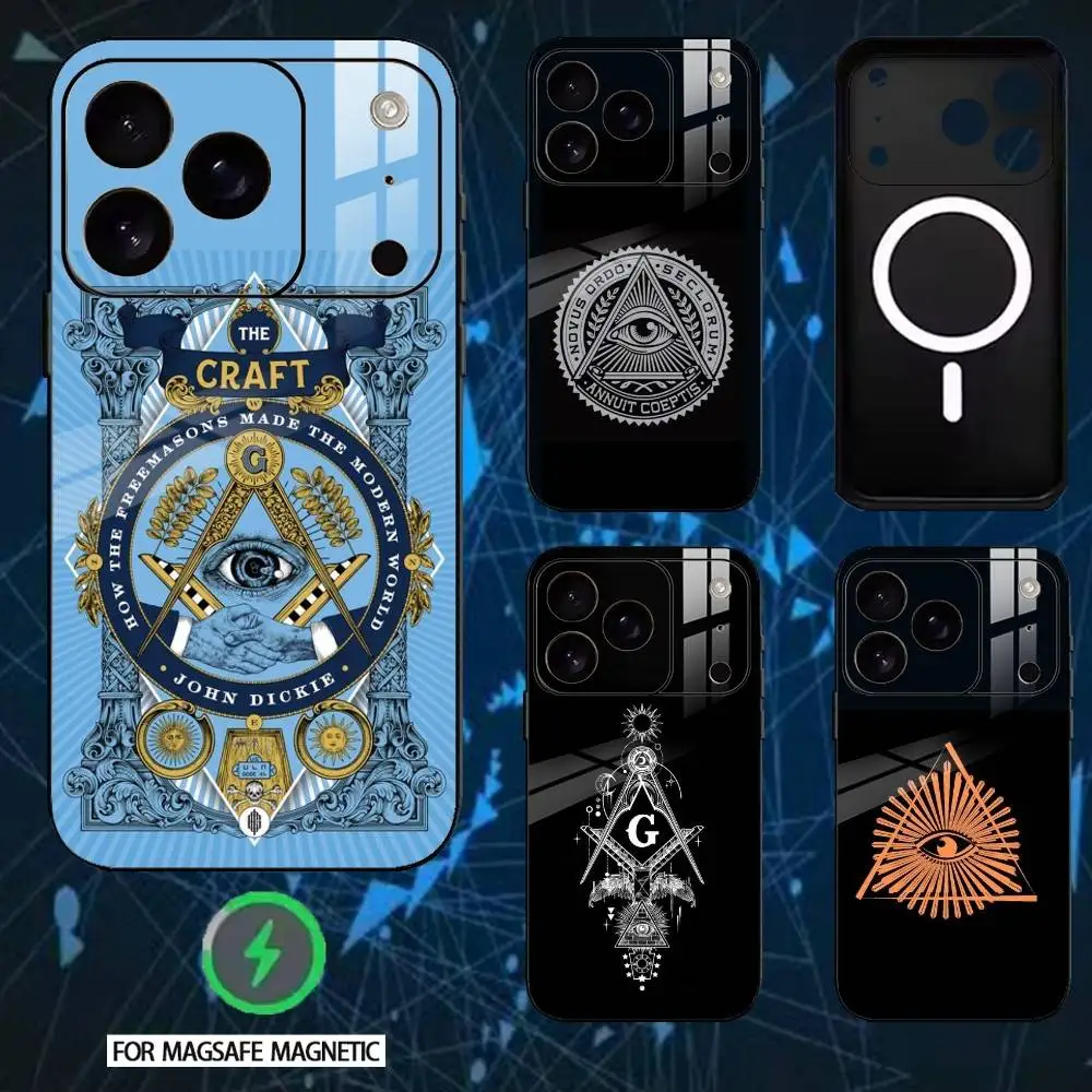 

Freemasonry Symbol Phone Case For iPhone 17,16,15,14,13,12,Plus,Pro,Max For Magnetic Wireless Charge