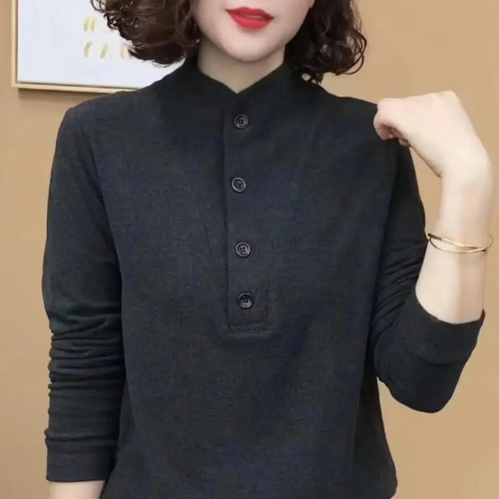 2025 New Fashion Foreign Versatile Temperament Long Sleeve Bottom Shirt Women's Top