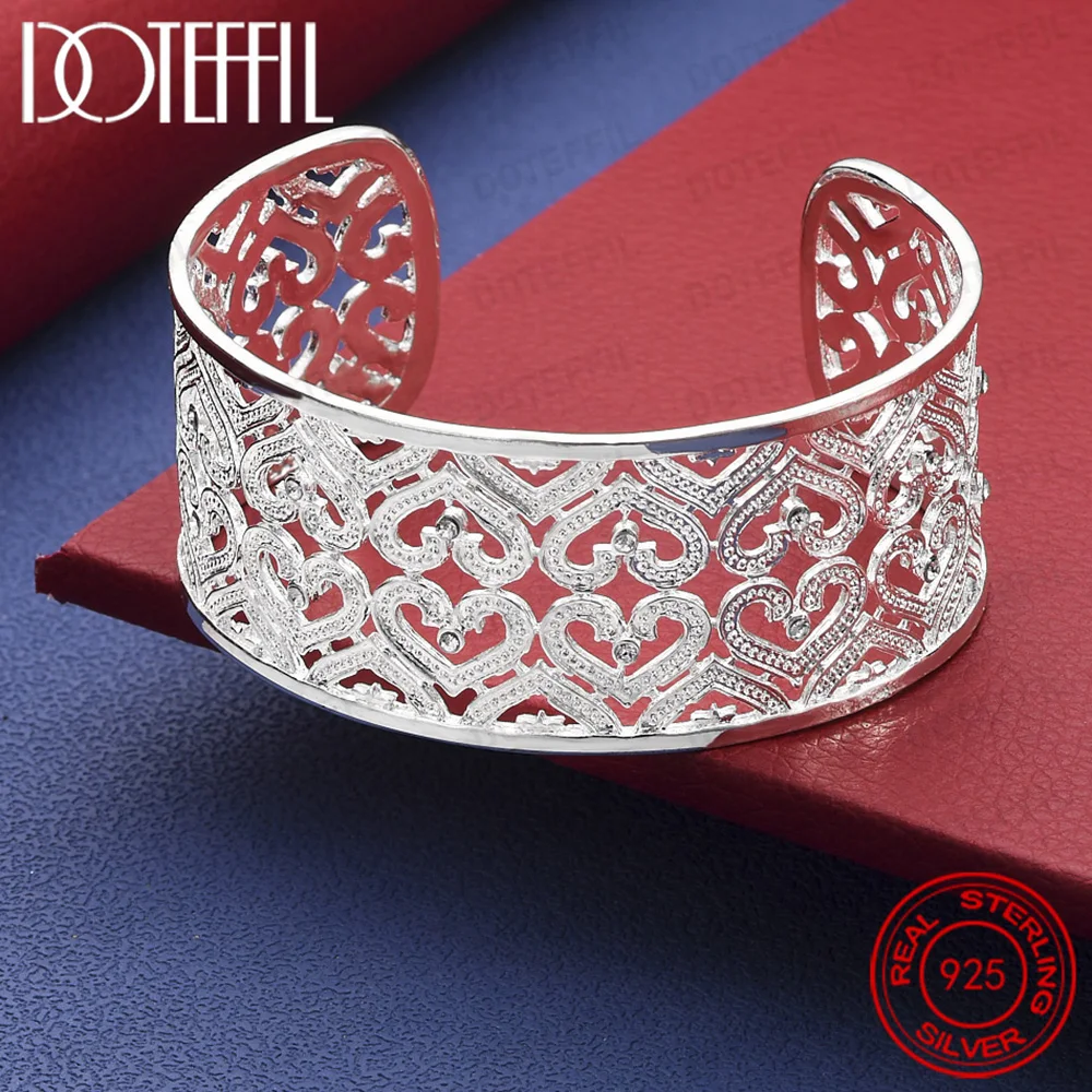 Großer 28 mm Herz-Armreif aus 925er-Sterlingsilber für Mann und Frau, Hochzeit, Verlobung, modischer Charme, Party-Schmuck