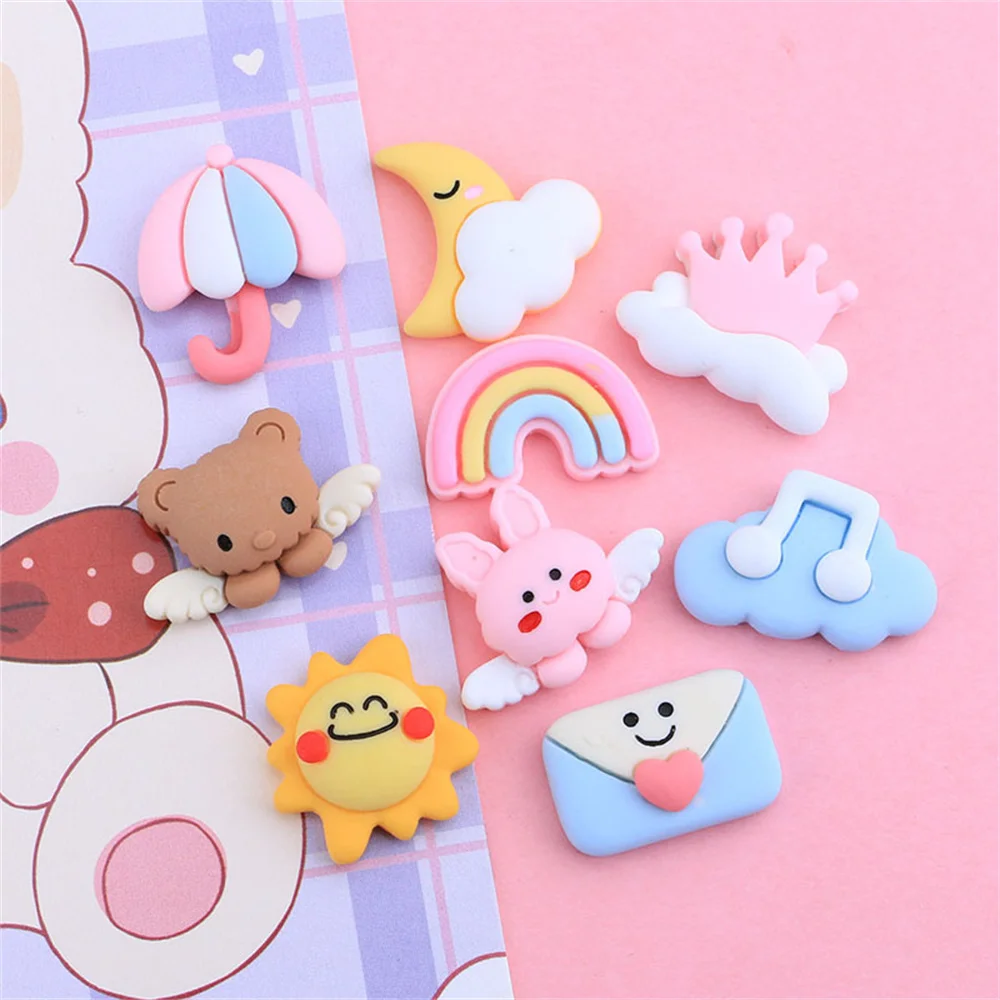 20 قطعة صغيرة الكرتون الأرنب الدب سحابة مزيج فلاتباك الراتنج كابوشون Kawaii DIY بها بنفسك سجل القصاصات الزينة دبوس الشعر مجوهرات اكسسوارات