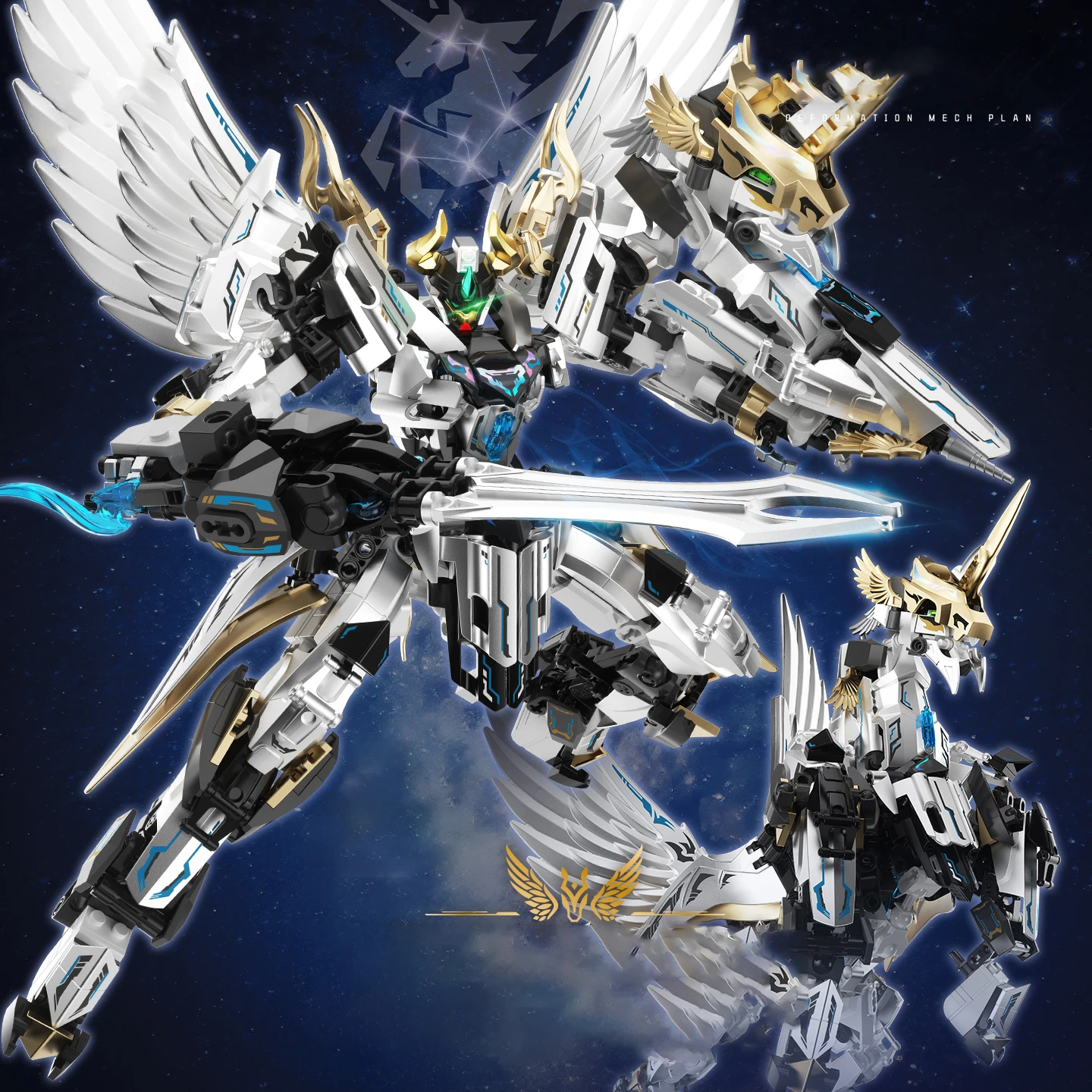 JAKI Seria Mecha Transformujący się Robot Pegaz Model do Składania Klocki Zabawka Edukacyjna Prezent Urodzinowy dla Chłopca