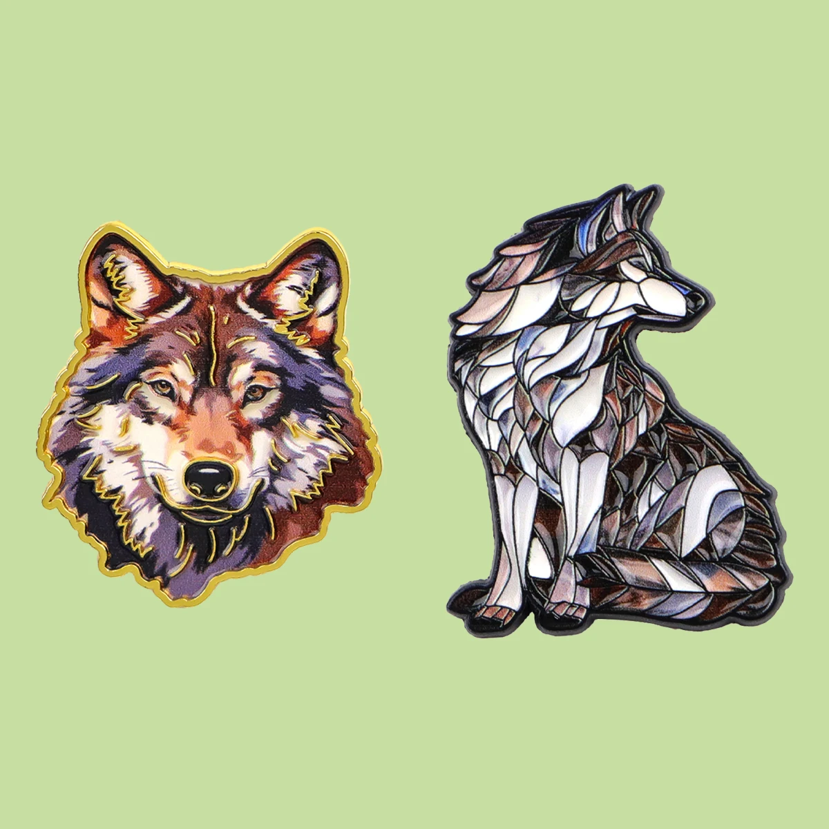 Cool Wolf Enamel Pin Stained Glass Animal Brooch Lapel Pin Badge on Backpack Clothing Accessories Fashion Jewelry Friends Gifts