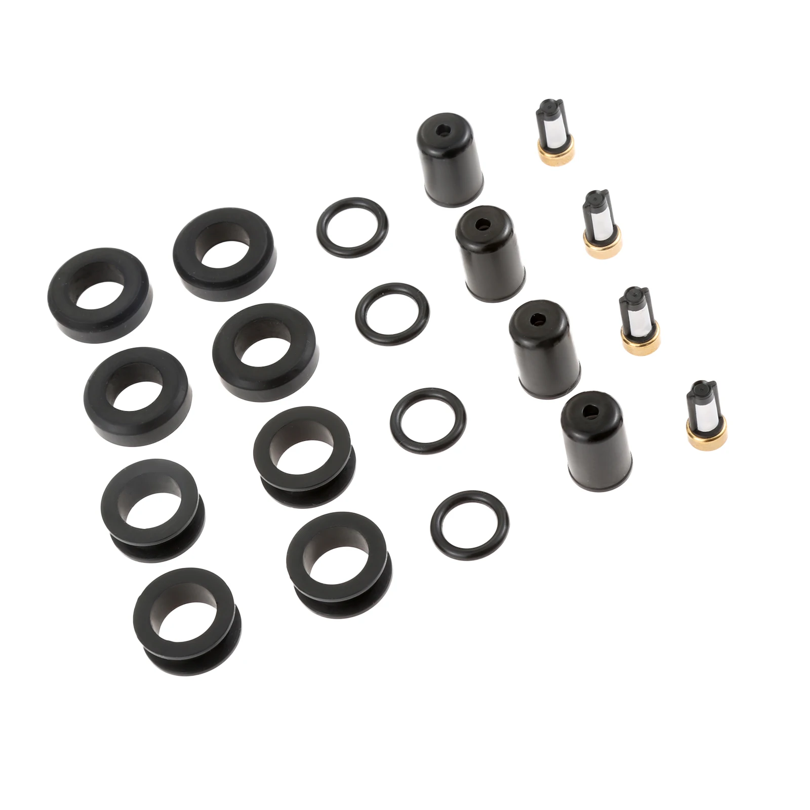 4 Sets Car Fuel Injector Seal O-Ring Filter Pintle Cap Kits 195500-1970 for Mazda MX-6 626 Miata Ford Probe Kia Sephia 1.6L 2.2L