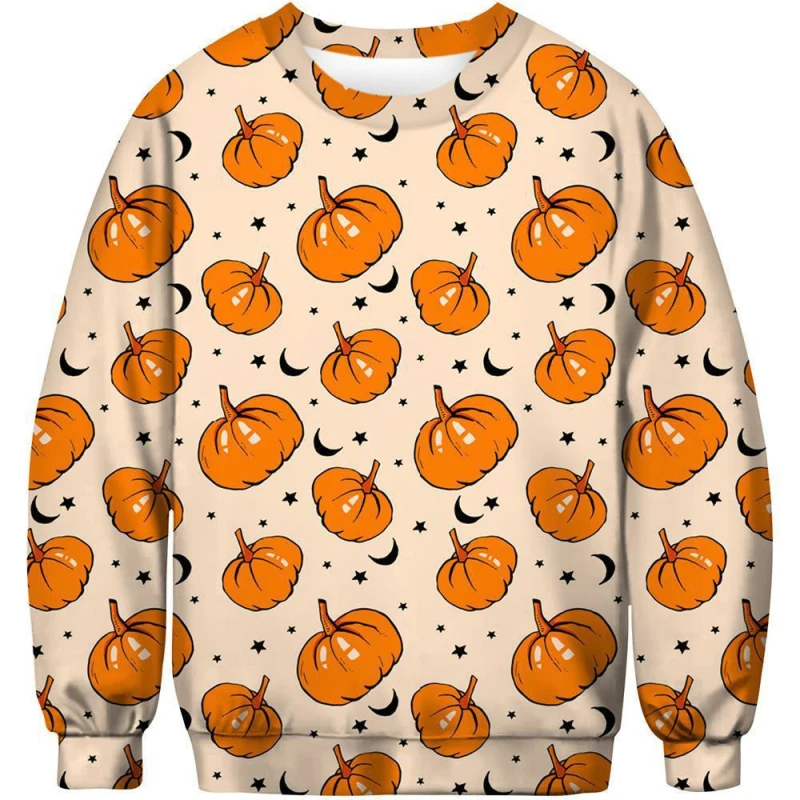 2024 new Halloween hoodie 3D printed Halloween pumpkin series crew-neck men\'s hoodie