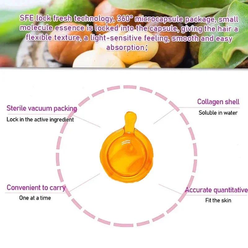 Cápsula mágica da vitamina do cabelo, óleo da queratina, restauração rápida, macio, liso, brilhante, hidratando profundo, crespo, seco, couro cabeludo, cuidados do reparo