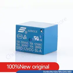 10/50PCS/Lot Original New Relay SRD-05VDC-SL-A SRD-12VDC-SL-A SRD-24VDC-SL-A 10A 250VAC 4PIN  5V 9V 12V 24V 48V Power Relay