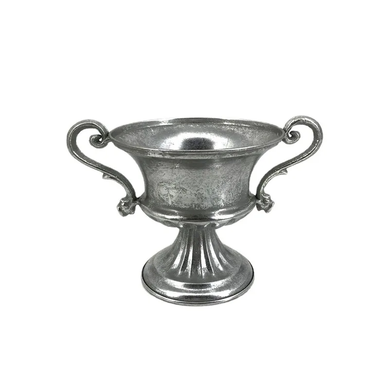 HYS tall vase dried flower pot wedding hotel home decoration ornament old silver wrought iron flower ware