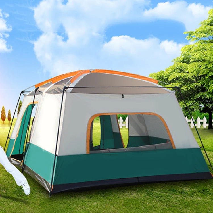 Two-bedroom one-living room portable thickened outdoor camping 3-4  5-8 people big tent waterproof breathable four seasons tent