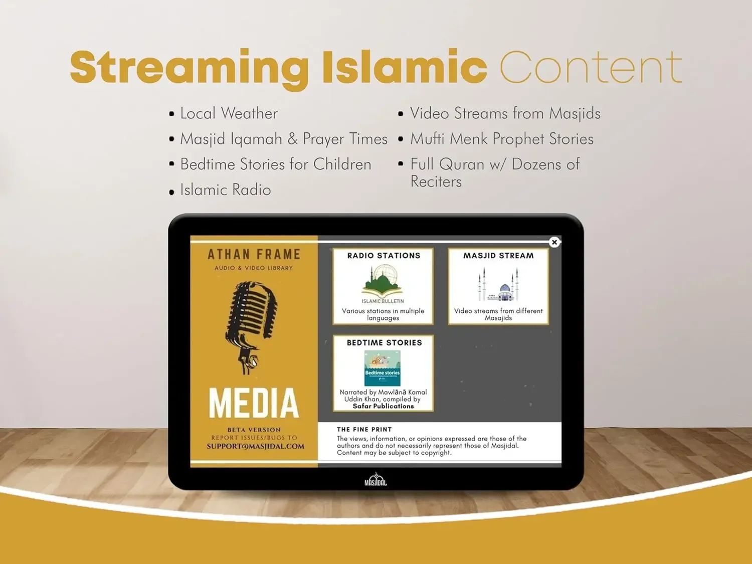 14インチデジタル時計、WiFi対応、ダイナミックタッチスクリーン、世界の礼拝時間、フルコーランプレーヤー