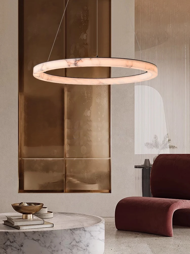 Dimmable Led Marble Series Round Designer Chandelier Lighting Hanging Lamps Lustre Suspension Luminaire Lampen For Living Room