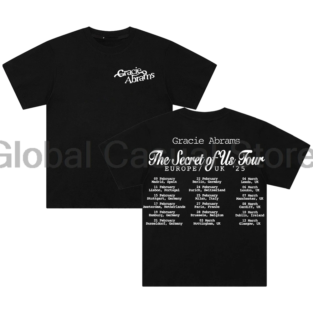 Gracie Abrams The Secret of Us Europe Tour 2025 T-shirt Crewneck Short Sleeve Cotton Tee Men Women Streetwear Tops