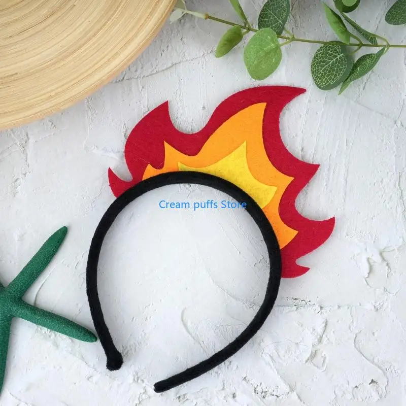 50LE Punk Flame Headwear Golden Headbands Hair Hoop with Spikes Decors for Music Festivals and Nightclubs 2025 New Dropping