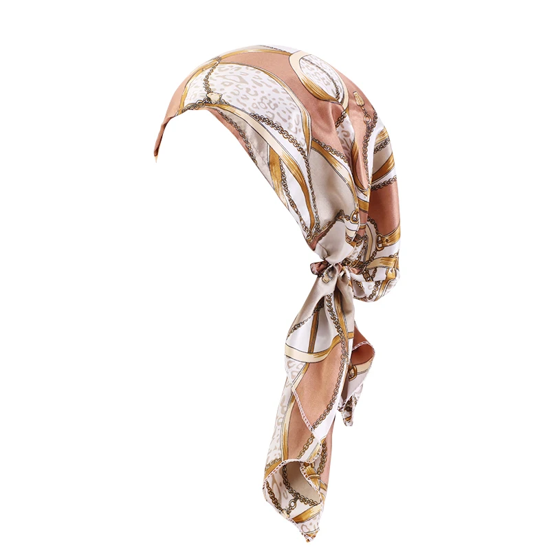 Women Printed Pre-tie Turban Headscarf Elastic Muslim Female Stretch Bandanas Islamic Hijab Cancer Chemo Caps Headwear Turbante