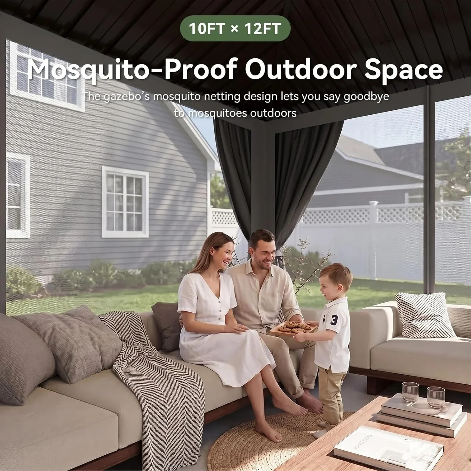 Factory Direct 12x10ft Hard Top Gazebo Outdoor Pergola Canopy with Mesh and Curtain Galvanized Steel Bucket