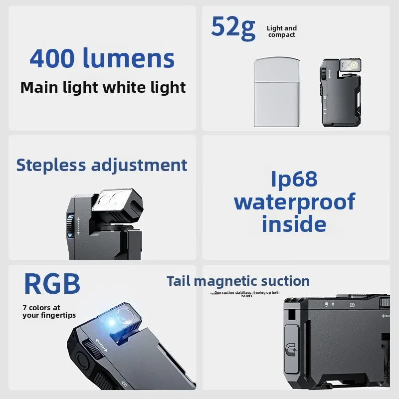 G5 portable light magnetic suction EDC strong light flashlight RGB red and blue flash mountaineering