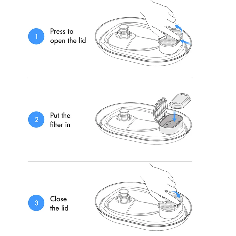 고양이 개 분수 스테인리스 스틸 디펜서 피더 교체 필터, 반려동물 분수 활성탄 필터 교체