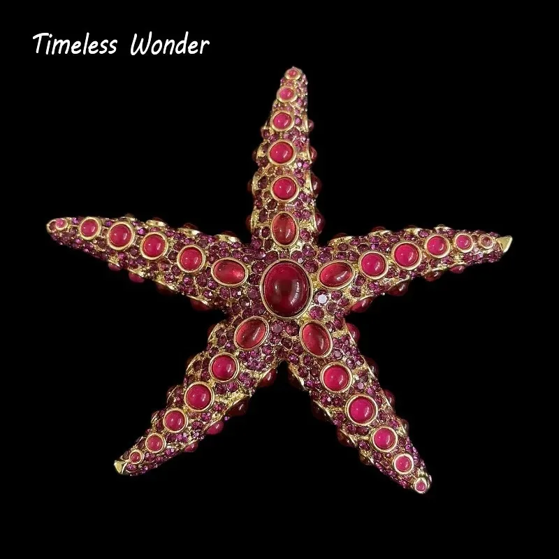 Timeless Wonder Fancy Crystal Glass Starfish Brooch Pins for Women Designer Jewelry Runway Top Gift Rare Trendy Classy 5255