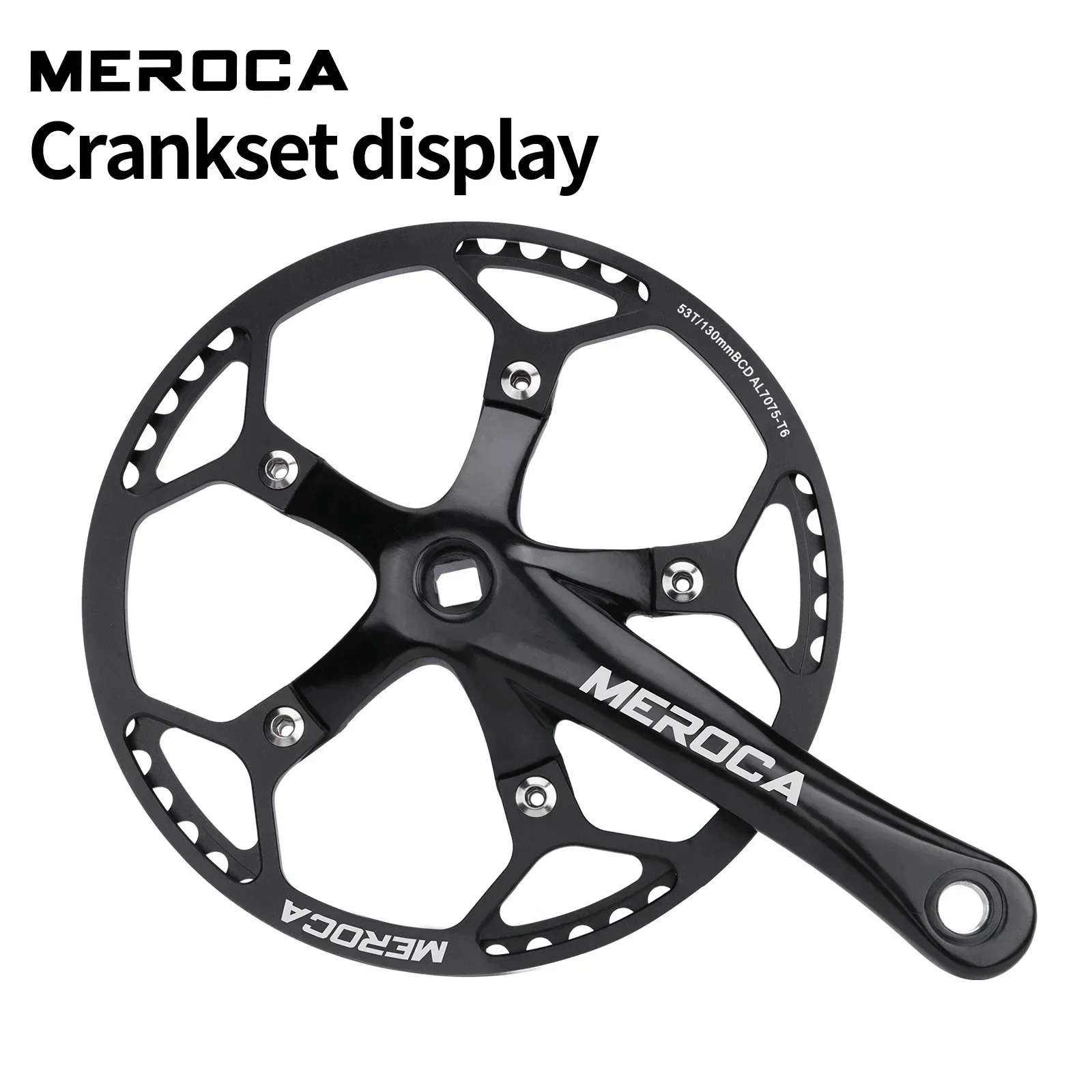 MEROCA Folding Bike Crankset Wide and Narrow Teeth Chainring 45/47/53/56/58T 170mm Length 130BCD Square Hole 5claw Bicycle Crank view 6
