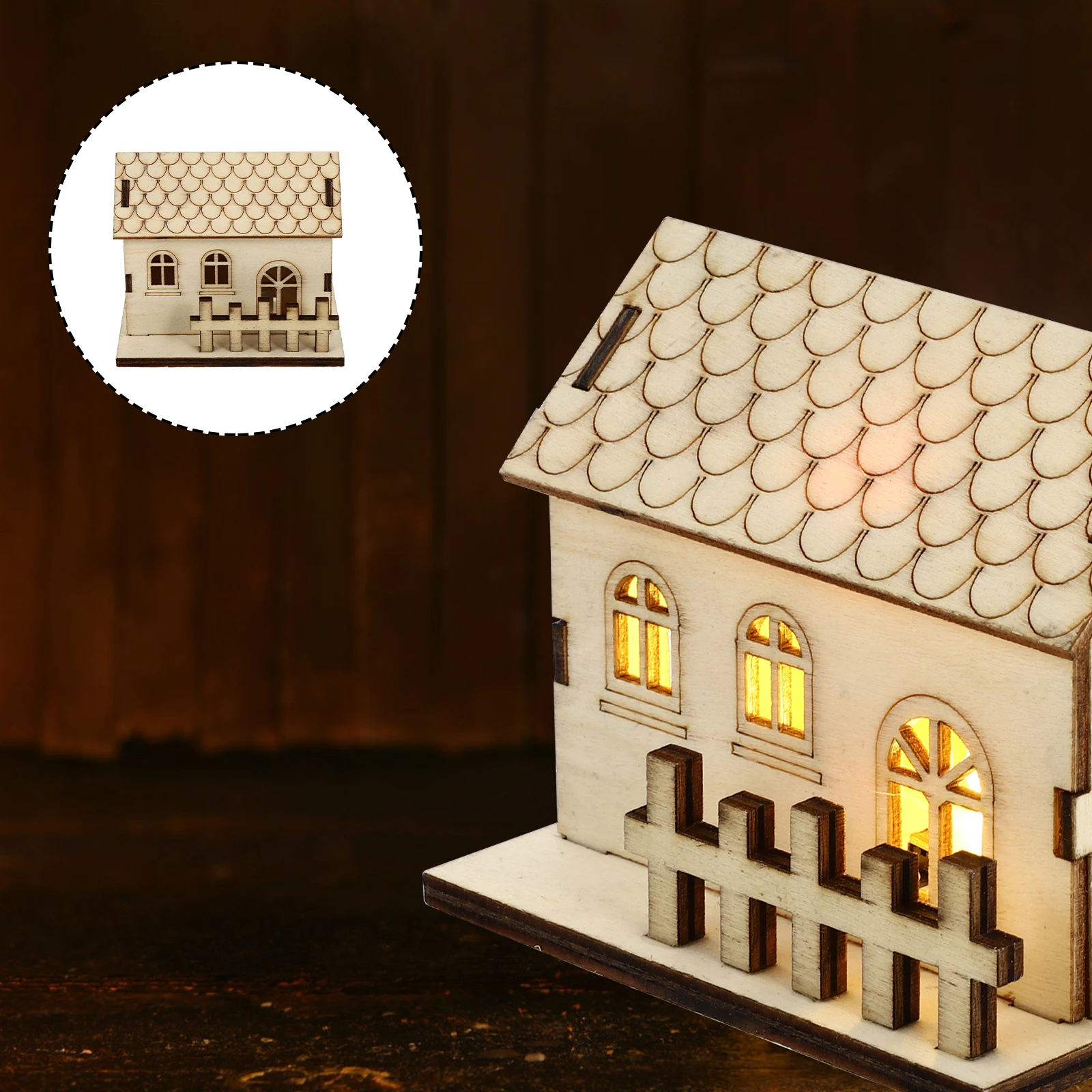 

Wooden Mini Xmas House LED Night Light Desktop Decoration Christmas Gift Small Craft Fine Workmanship House Decor