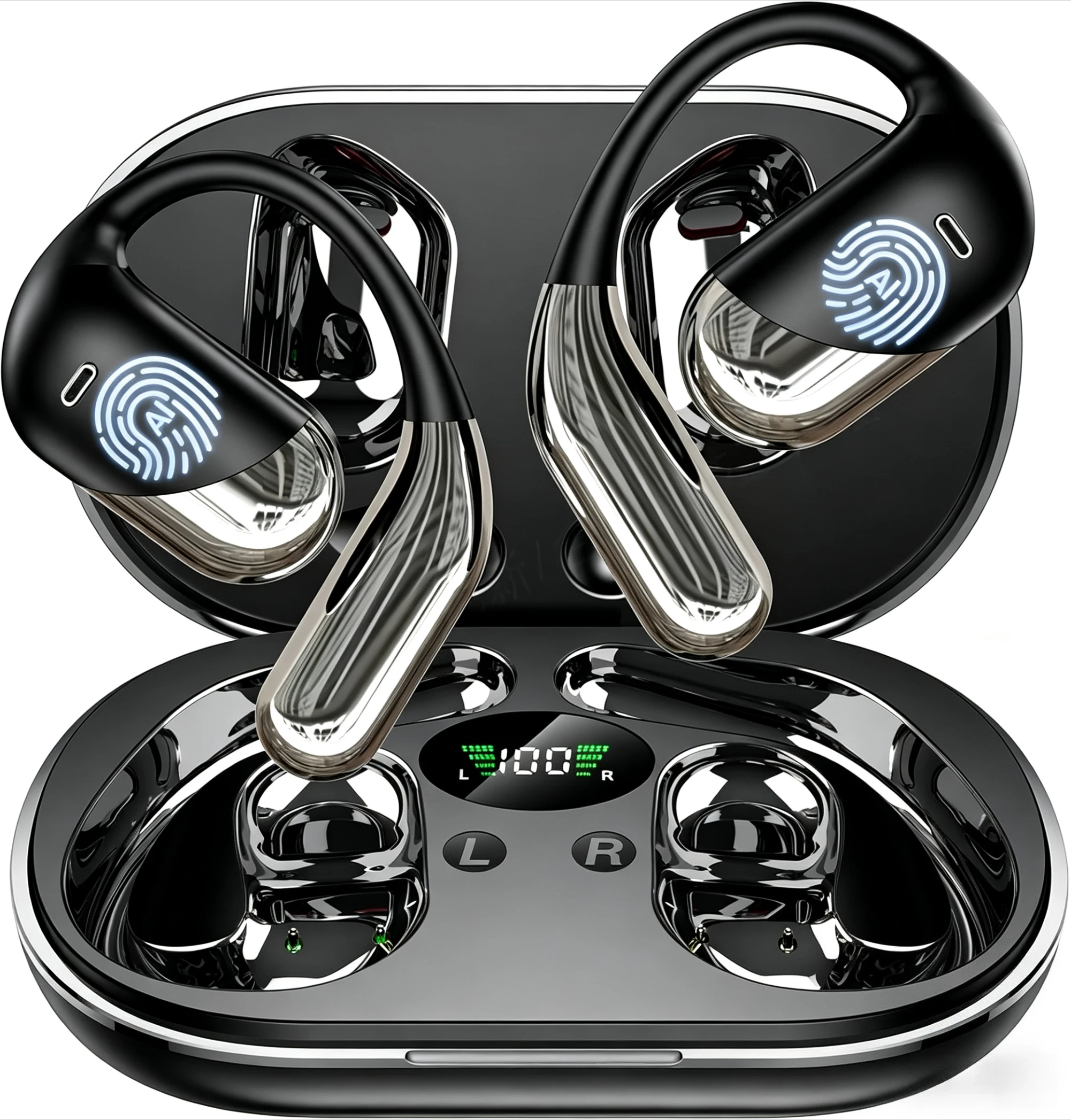 Image of Q16H3 Bluetooth V6.1 KI-Übersetzungs-Ohrhörer OWS Sport-Kopfhörer Komfortable Ultraleichte Ohrbügel-Funkkopfhörer mit Mikrofon