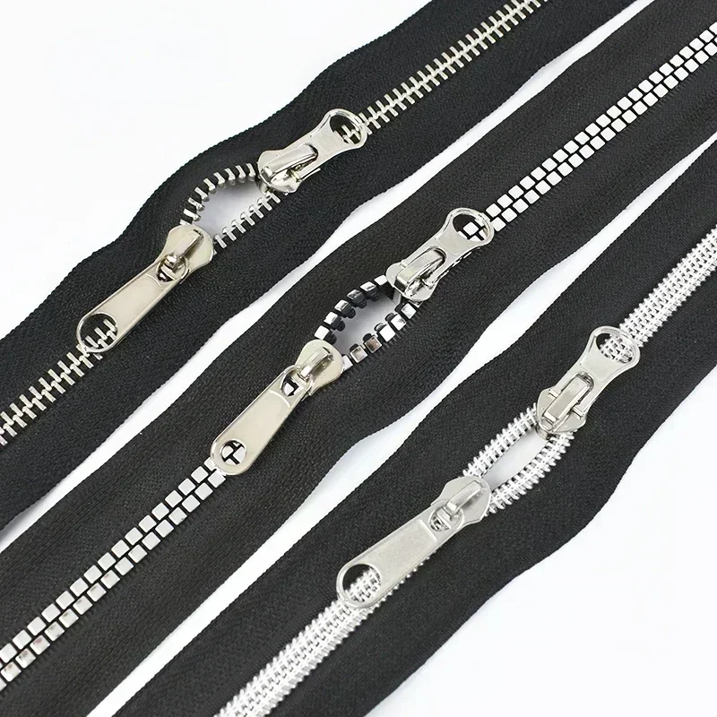 10/20Pcs 3# 5# 8# Zipper Sliders for Nylon Resin Metal Zips Silver Zippers Slider Pull Luggage Tape Zip Puller Lock Head Kitting