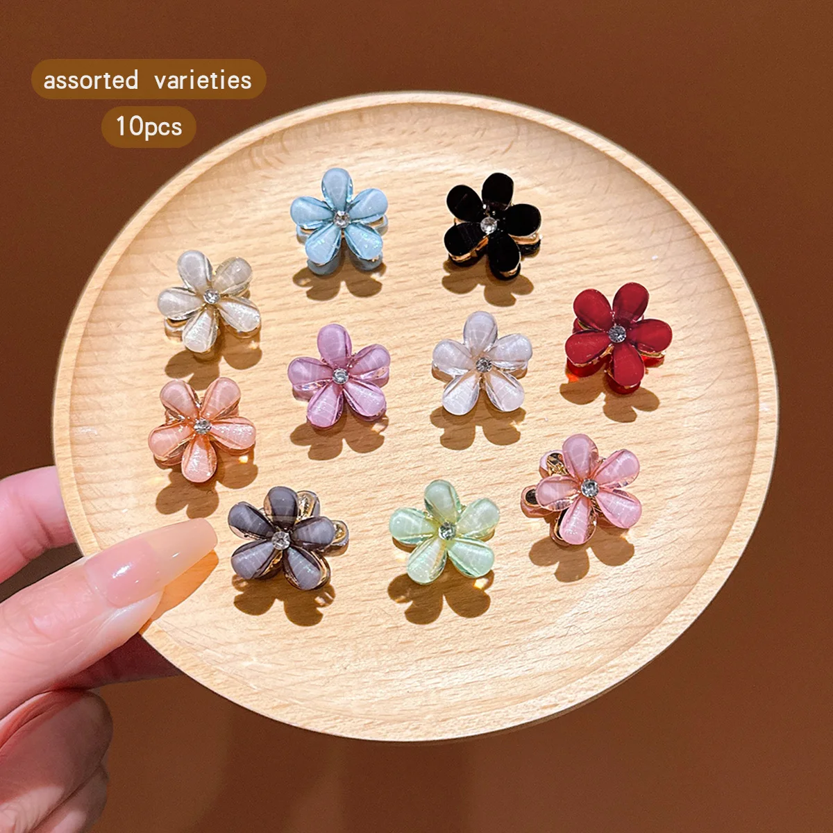 10 colors of random flower hair claws, Korean version flower hair clip, fashionable hair accessory suitable for daily use