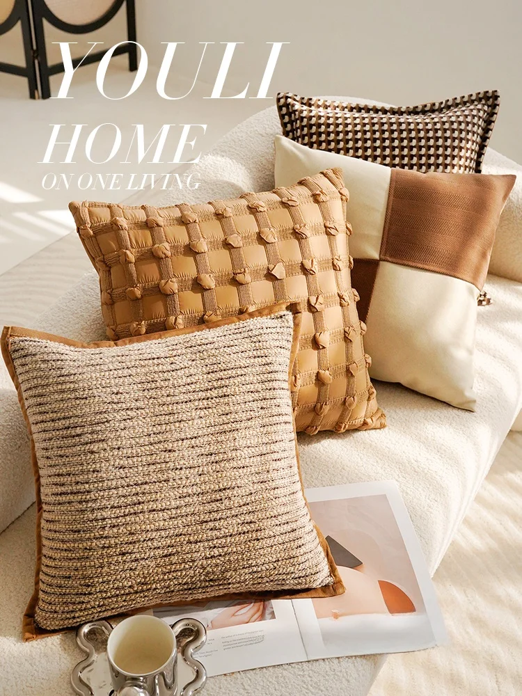 

Browan Merger Style Sofa Pillowcase Retro Feel Living Room Couch Cushion Back Bed Pillow Square Rectangle Shape PP Cotton Fil...