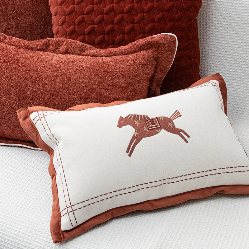 30X50/45X45CM Retro Pony Throw Pillow Cover Geometry Nordic Stamping Waist Cushion Cover Decor Home Decorative Pillowcase