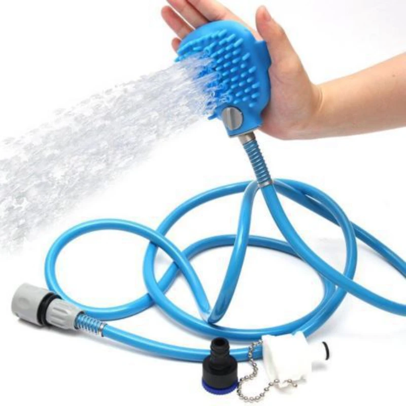 Pet Bathing Sprayer Nozzle Hose Dog Shower Head Handheld Silicone Massage Brush Cats Dogs Cleaning Washing Supplies