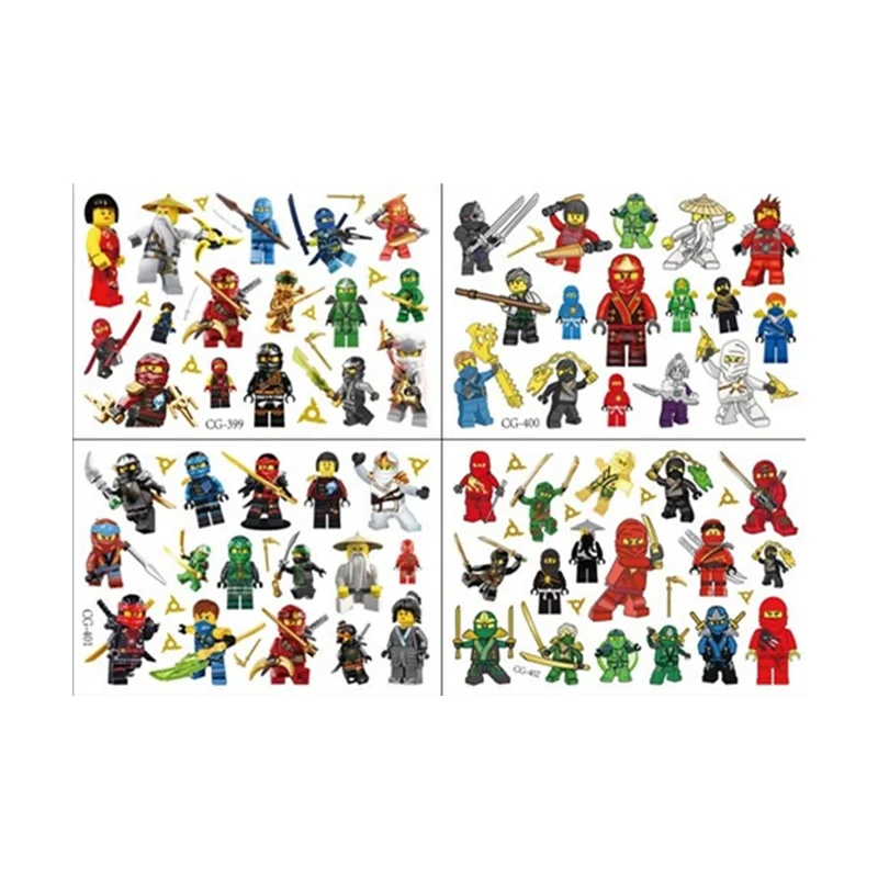 4 أوراق ملصق وشم مؤقت مقاوم للماء من نينجا لصالح حفلات الأطفال (إرسال عشوائيًا) #4