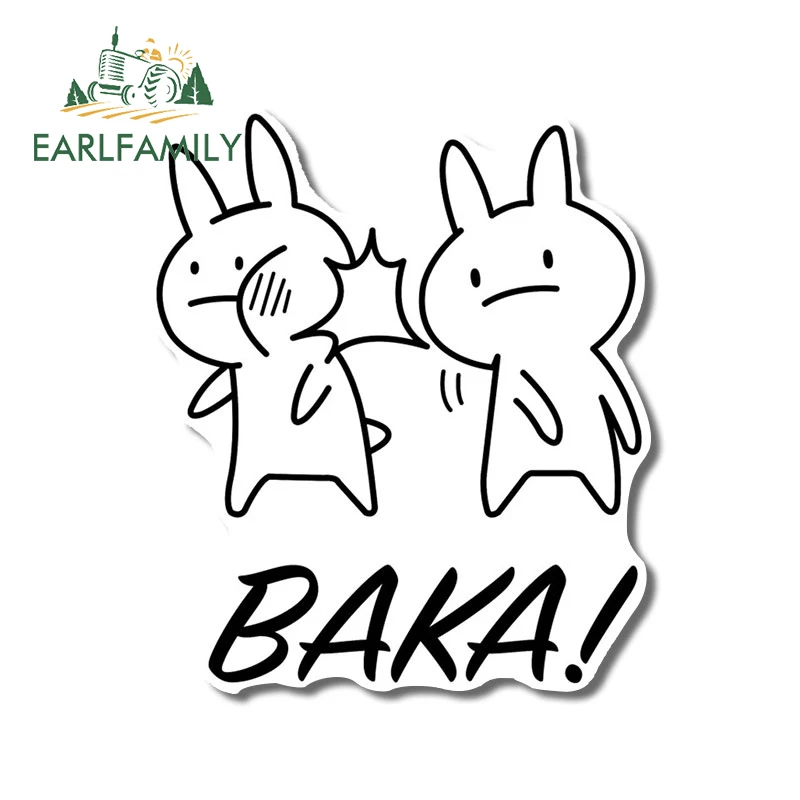 EARLFAMILY 13cm x 12.4cm for  Rabbit Baka Car Stickers Waterproof Cute Funny Simple Decal Windshield Motorcycle RV Decoration