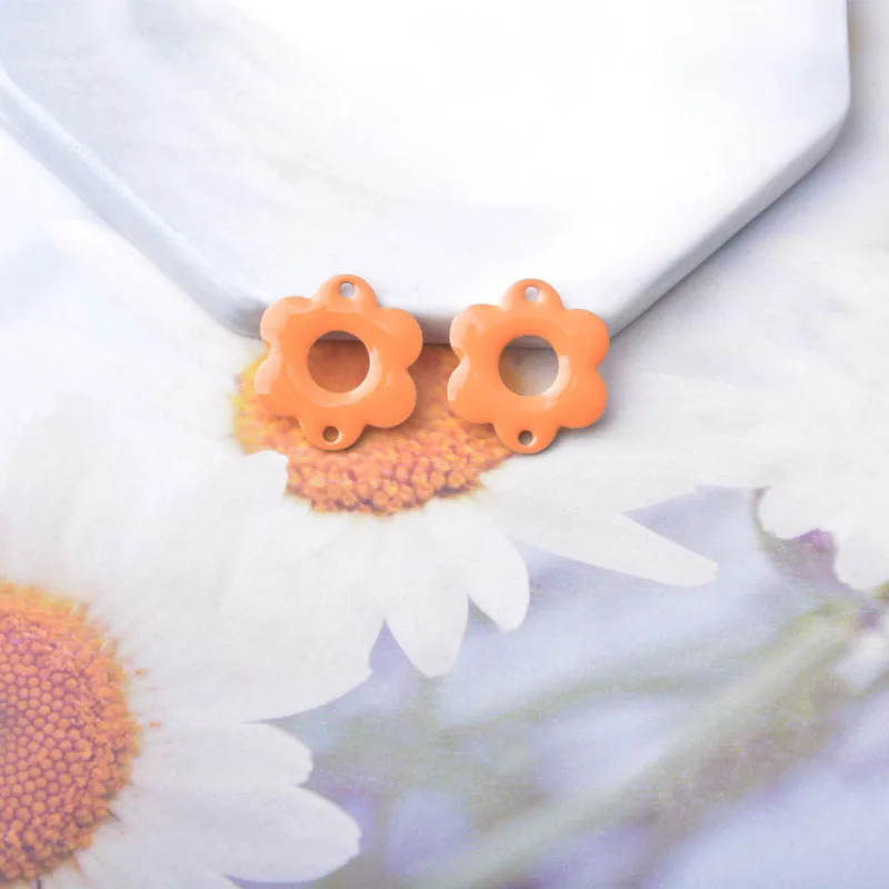 10 Stück Kupfer-Emaille Doppelloch-Blumenverbinder Anhänger Zweiseitige Öltropfen-Charms DIY Schmuck Armband Halskette Herstellung – Detail 11