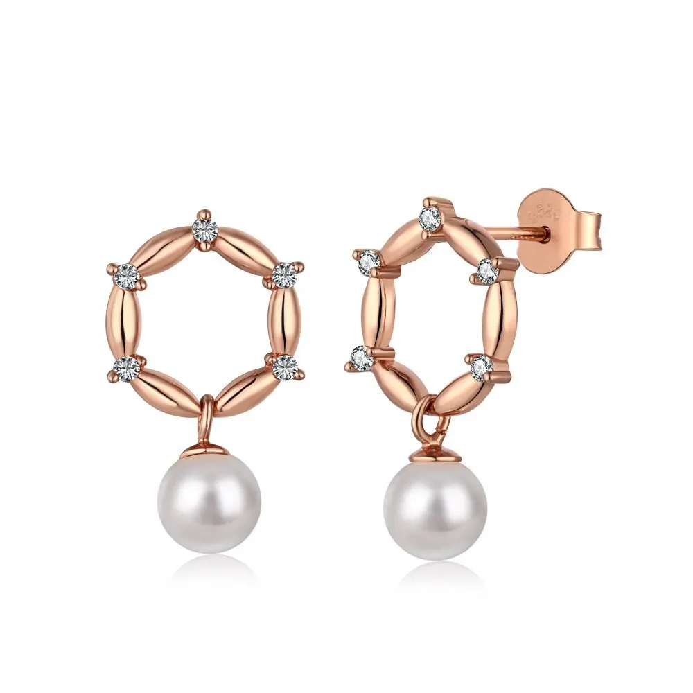 Versatile 925 Silver Ear Studs, Female Pearl, Zircon Stone Inlaid with Thorn Circles, Elegant and Unique Design Earrings