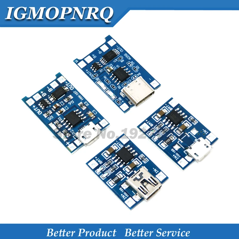 5pcs 5V Micro USB 1A 18650 TP4056 Lithium Battery Charging Board With Protection Charger Module 1A