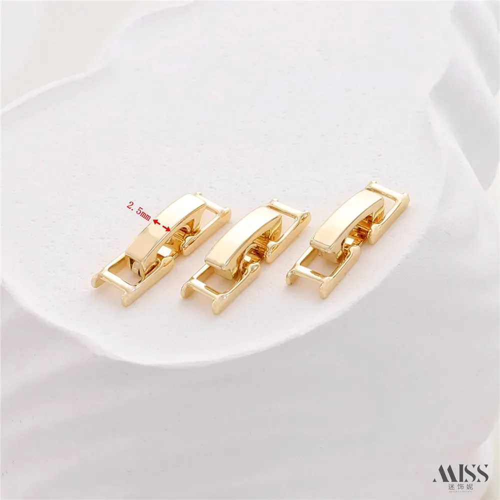 14K goudkleurige schakelgesp driedelige set, zirkoon armband ketting verbindingsknop DIY riemgesp sieraden accessoires