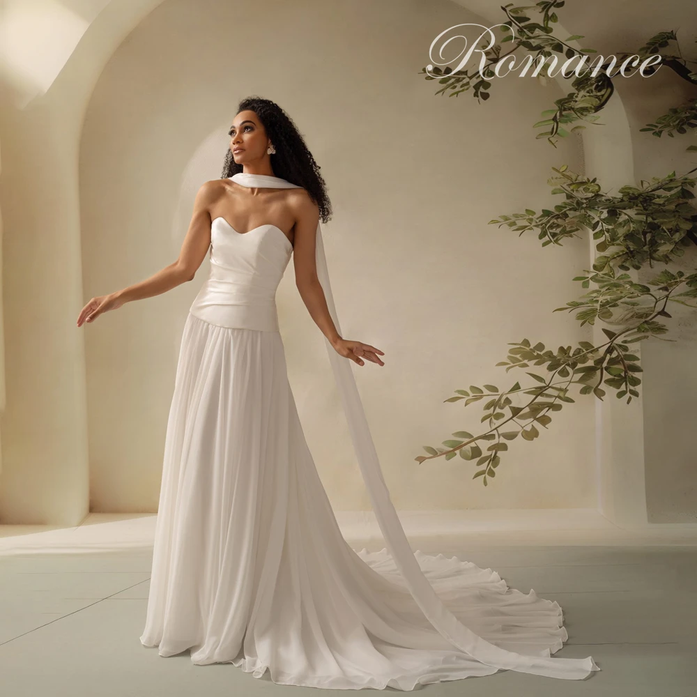 

Современное свадебное платье трапециевидной формы с шалью в форме сердца, женское 2026, без рукавов, со складками и открытой спиной, со шлейфом, Vestidos De Novia, по индивидуальному заказу