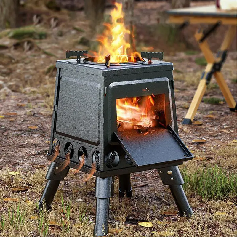 Folding Camping Wood Burning Stove Portable Lightweight Stainless Steel Firewood Stove For Outdoor Camping BBQ Picnic Traveling