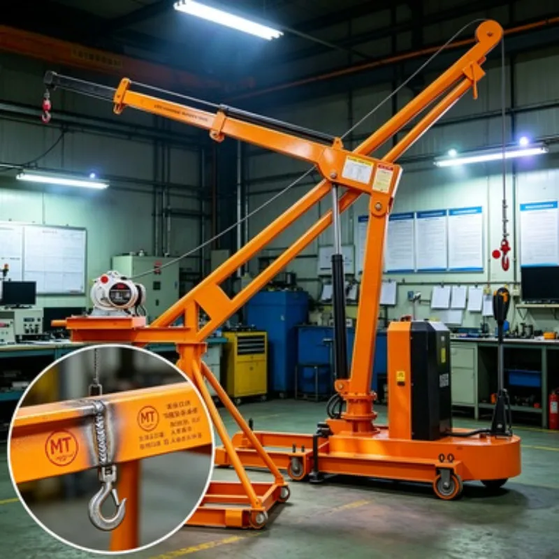 Lightweight Self-Propelled Mini Floor Crane – 1000kg Electric Hoist with 360° Rotation, Truck Crane for Building Construction