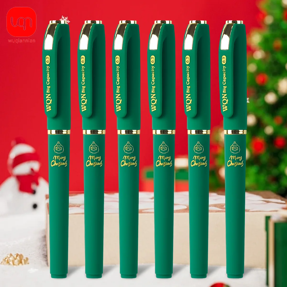 WQN Christmas Edition Gel Pens Set 3/6/12PCS 0.7mm Fine Tip Smooth Green Ink for School And Office Supplies