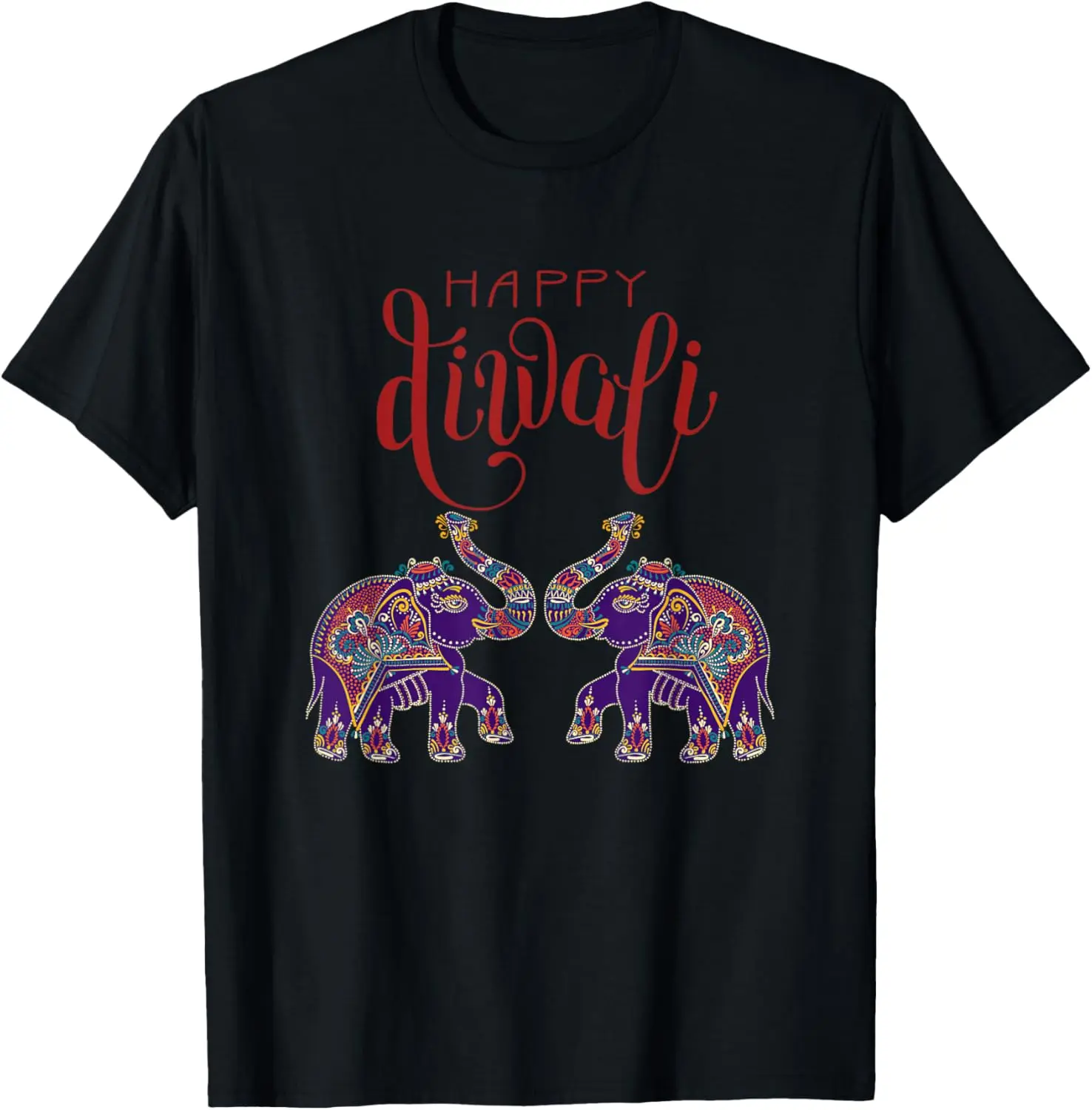 Colorful Elephant Happy Deepavali Diwali For Hindus T-Shirt