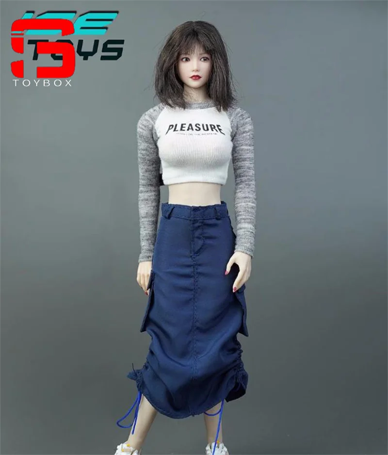 ICE TOYS 1/6 IC1010 Casual Skirt IC1011 Revealing Long Sleeve T-Shirt Clothes Model Fit 12'' Female Soldier Action Figure Body