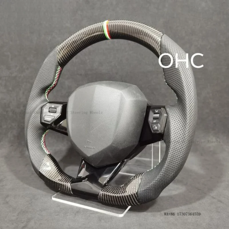 Suitable for Lamborghini Aventador perforated leather carbon fiber sports car steering wheel assembly modification