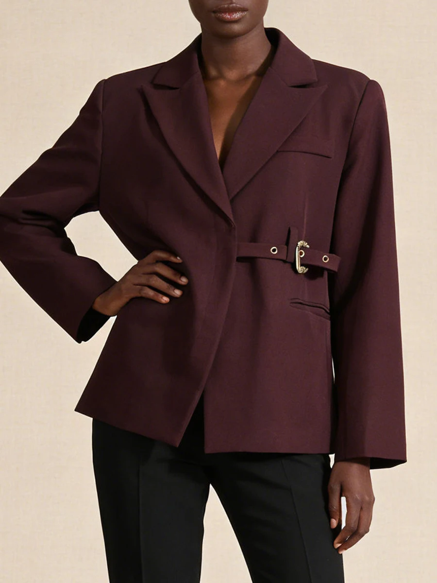 VGH Design Sense Vintage Slimming Blazers For Women V Neck Long Sleeve Autumn Temperament Commute Jacket Female Fashion Style