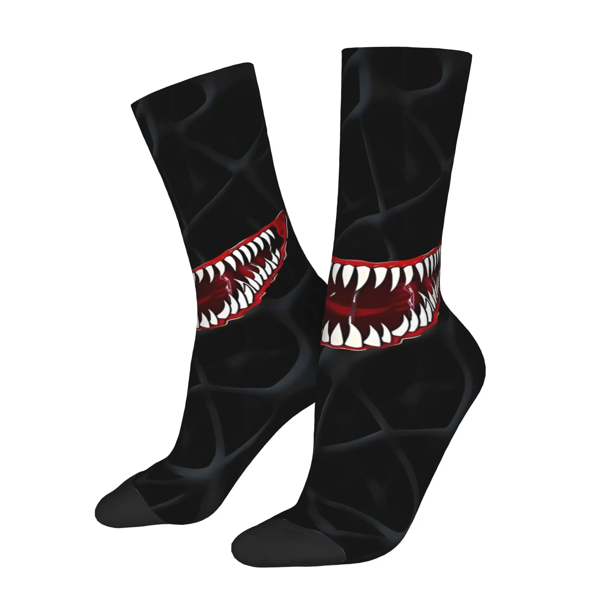 

Scary Freaky Smile With Sharp Teeth Sock Printed Man Polyester Fashion Popular