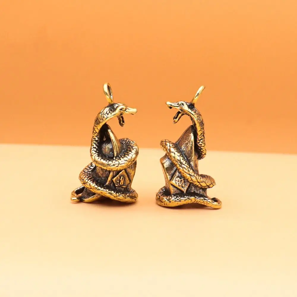 4pcs Antique Brass Cobra Snake Figurines Copper Elegant Mini Snake Pendant Lifelike Zodiac Snake Crafts Statue Birthday Gift